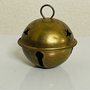 Vintage Large Brass Jingle Bell Ornament Star Cut Outs